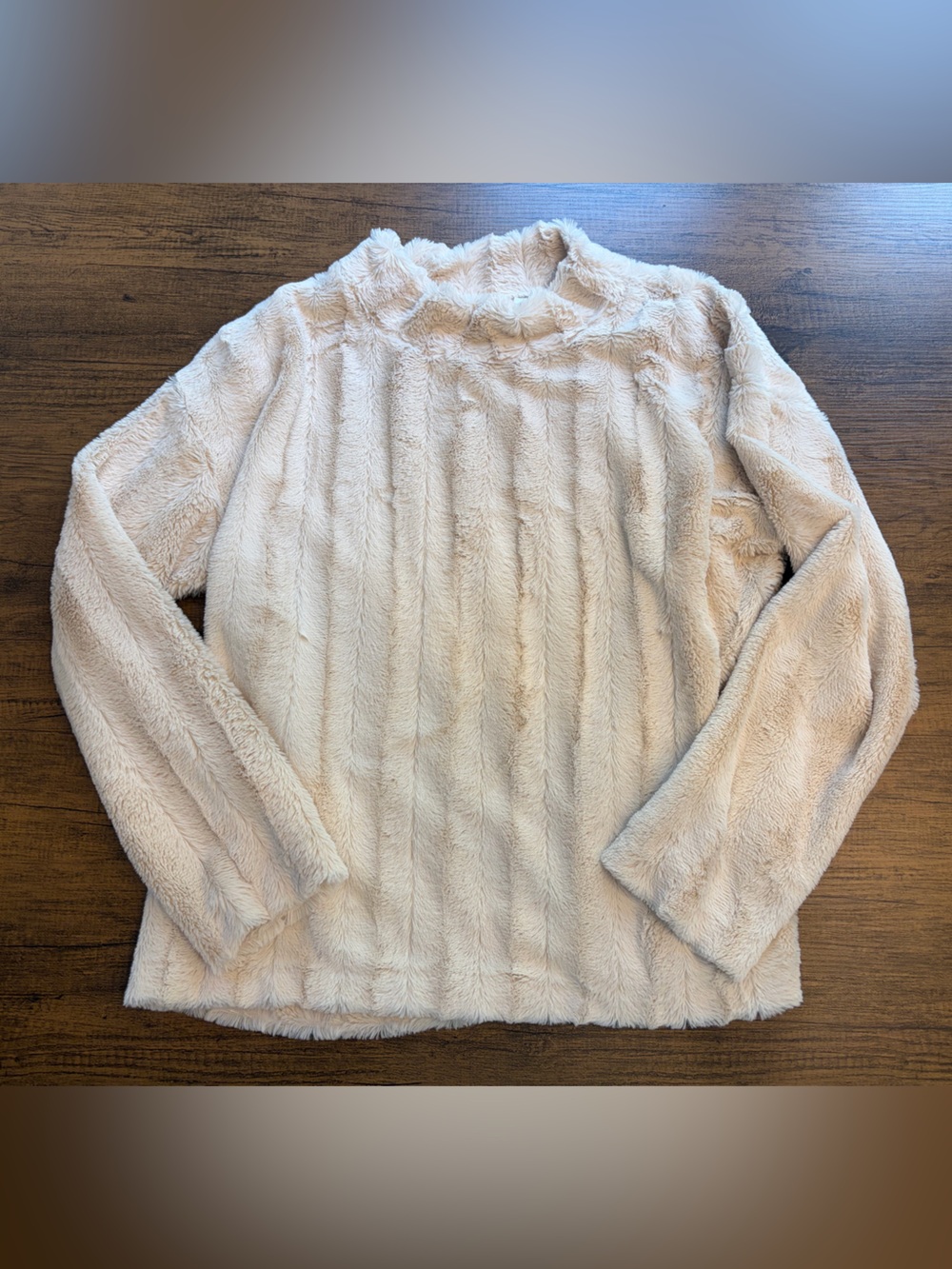 Cozy Faux Fur Mock Neck Pullover - Cream
